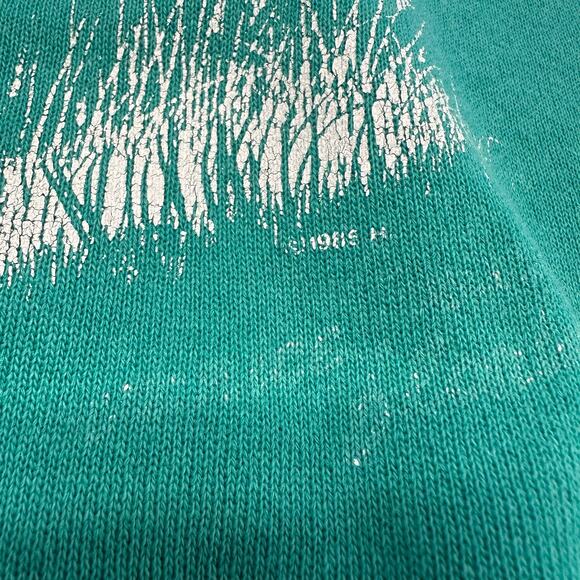 Vintage 1985 Hanes Blue Green Mens XL Nature Flying Birds Crewneck Pullover 80s - Picture 7 of 9